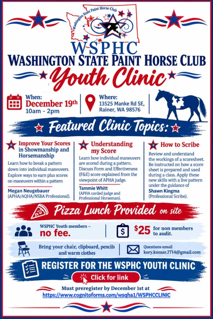 WSPHC Youth Clinic flyer, December 19, 10am to 2pm, Rainier, WA